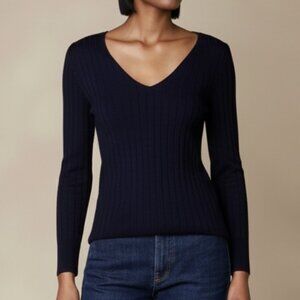 Banana Republic Merino Wool Sweater Navy Blue V-Neck Nezha